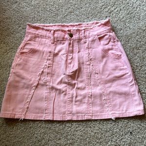 Fashion Nova pink mini jeans shirt
